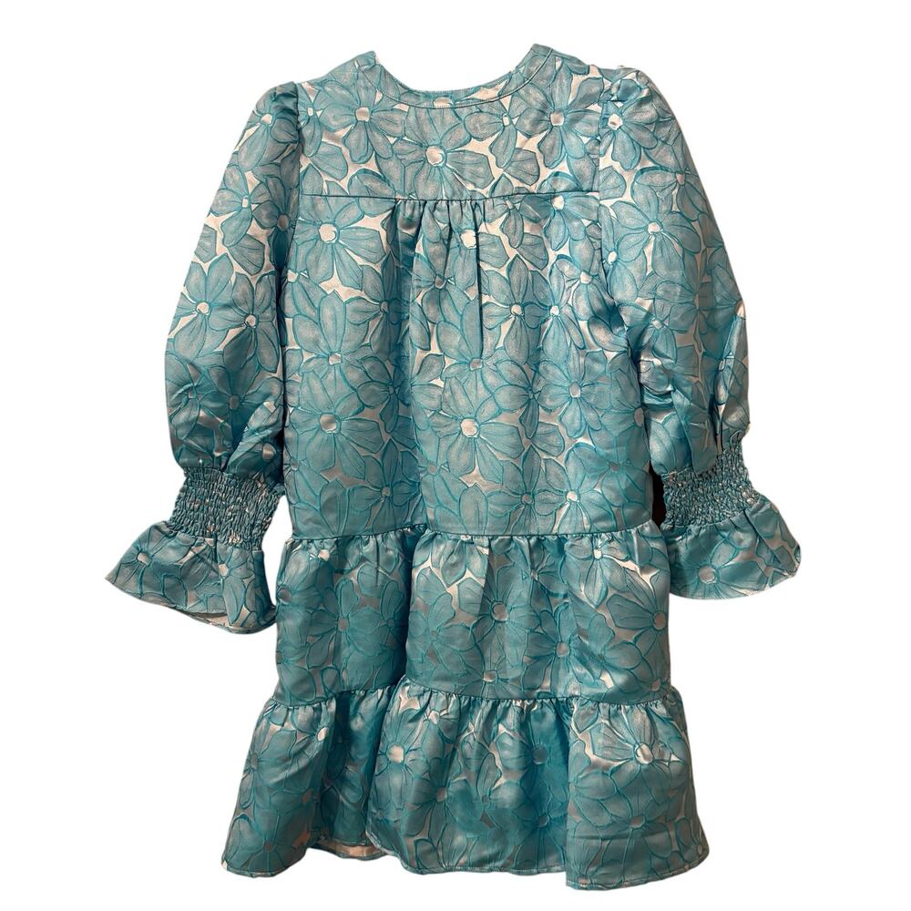 Tuckernuck Pomander Place Blue Daisy Jacquard Kenzo Ruffle Tiered Dress S - Picture 10 of 11